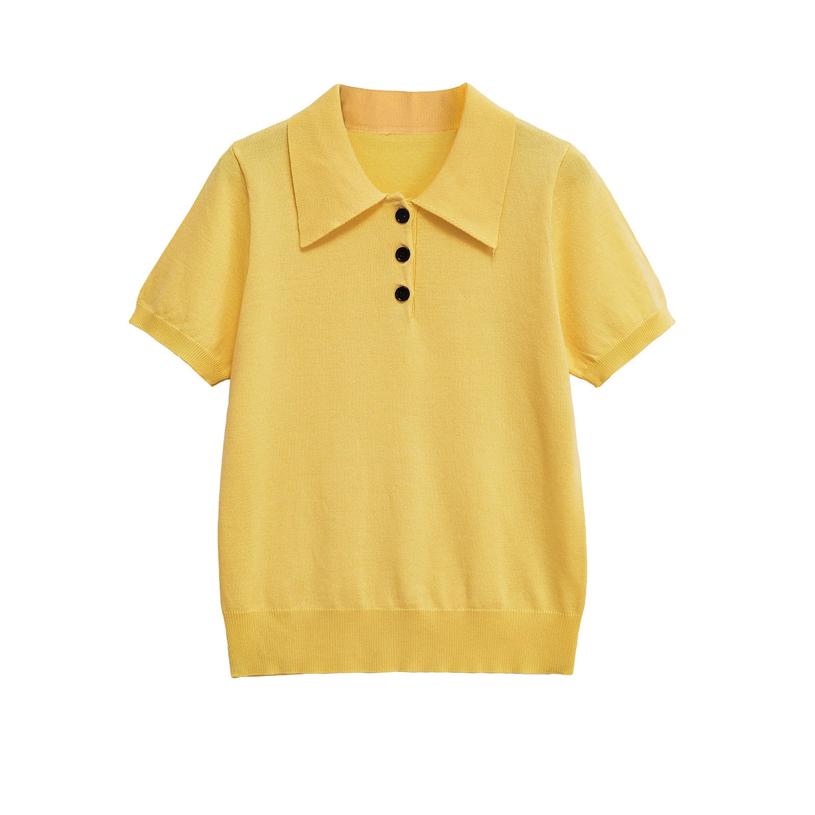 POLO collar short sleeved knitted T-shirt top for women