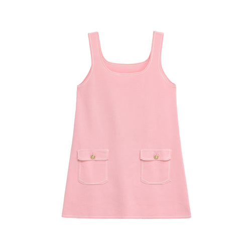 Pocket embellished short knit camisole dress