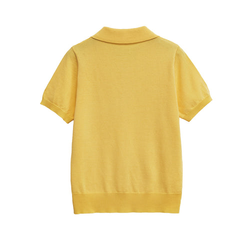POLO collar short sleeved knitted T-shirt top for women