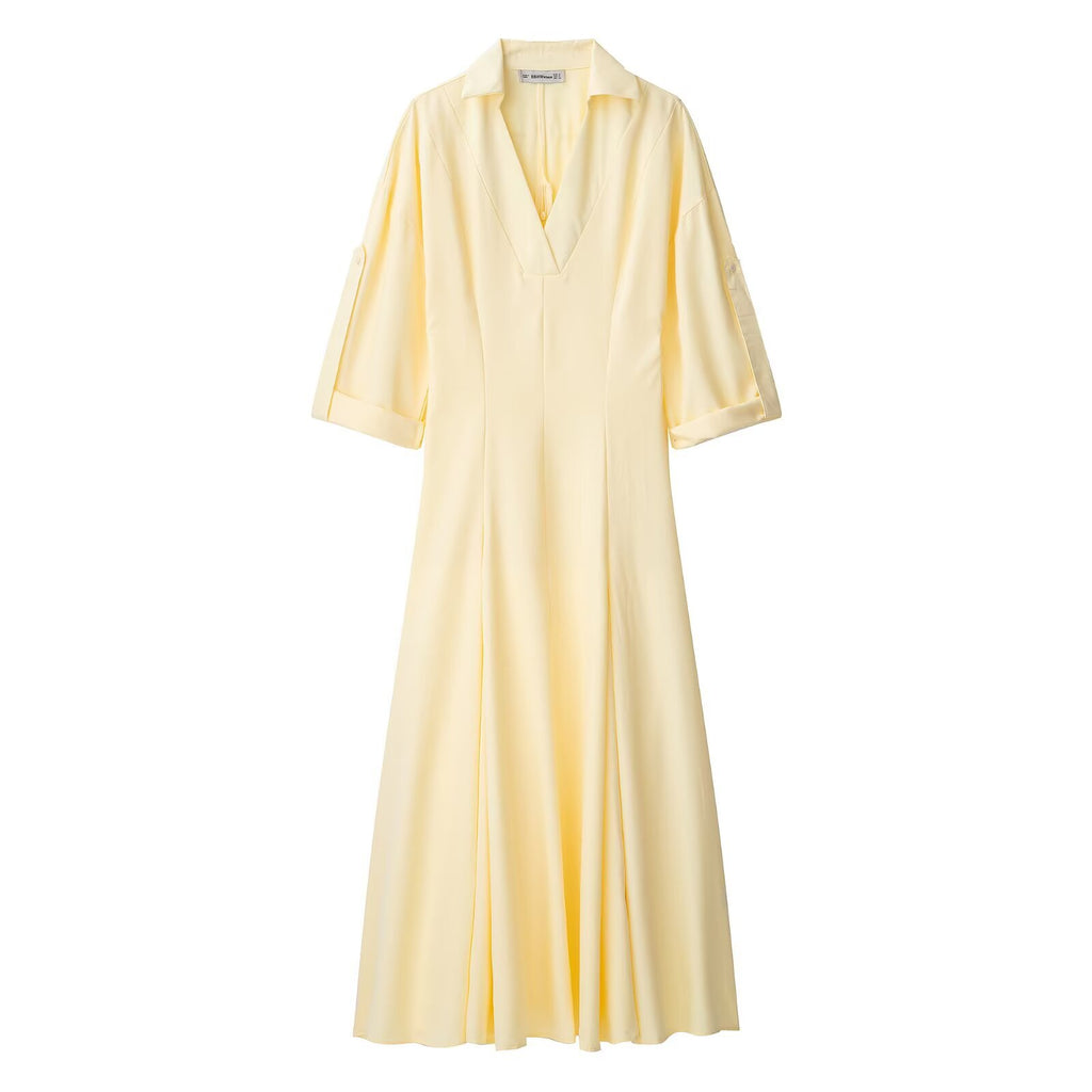 Women's collar long sleeved shirt style dress